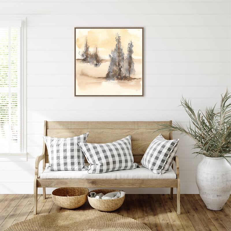 Neutral Treescape II by Chris Paschke Framed Canvas Wall Art Print - Sylvie Beaded Bronze