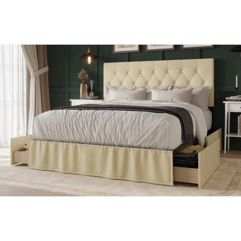 Jovita Tufted Upholstered Storage Panel Bed