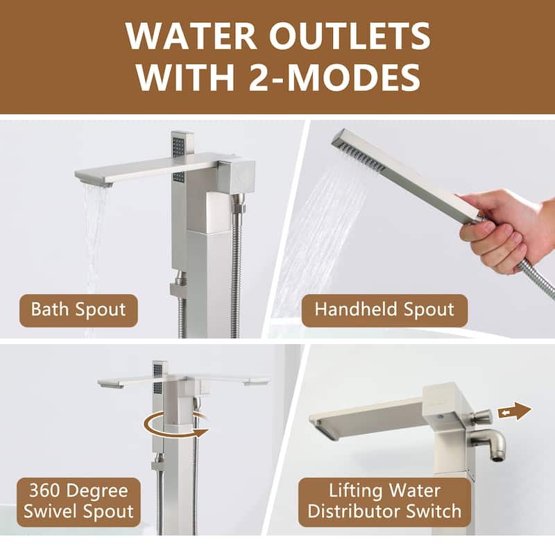 Freestanding Bathtub Faucet With Hand Shower Tub Faucets Floor Mount Tub Filler