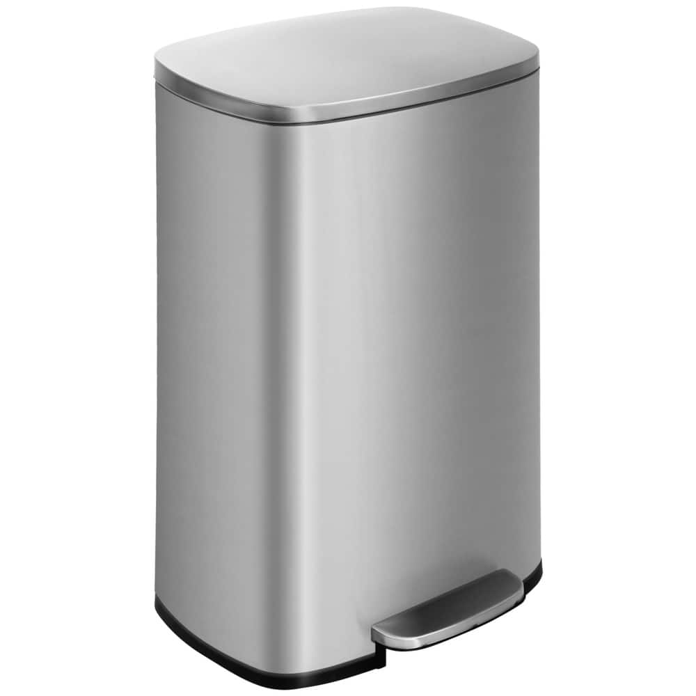 13 Gallon 50 Liter Stainless Steel Step Trash Can with Removable Inner Bucket by Furniture of America
