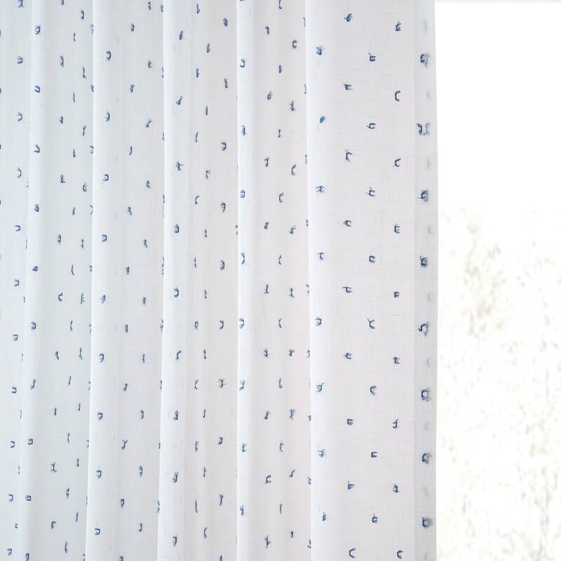 Exclusive Fabrics Altair Blue Patterned Linen Sheer Curtain (1 Panel)