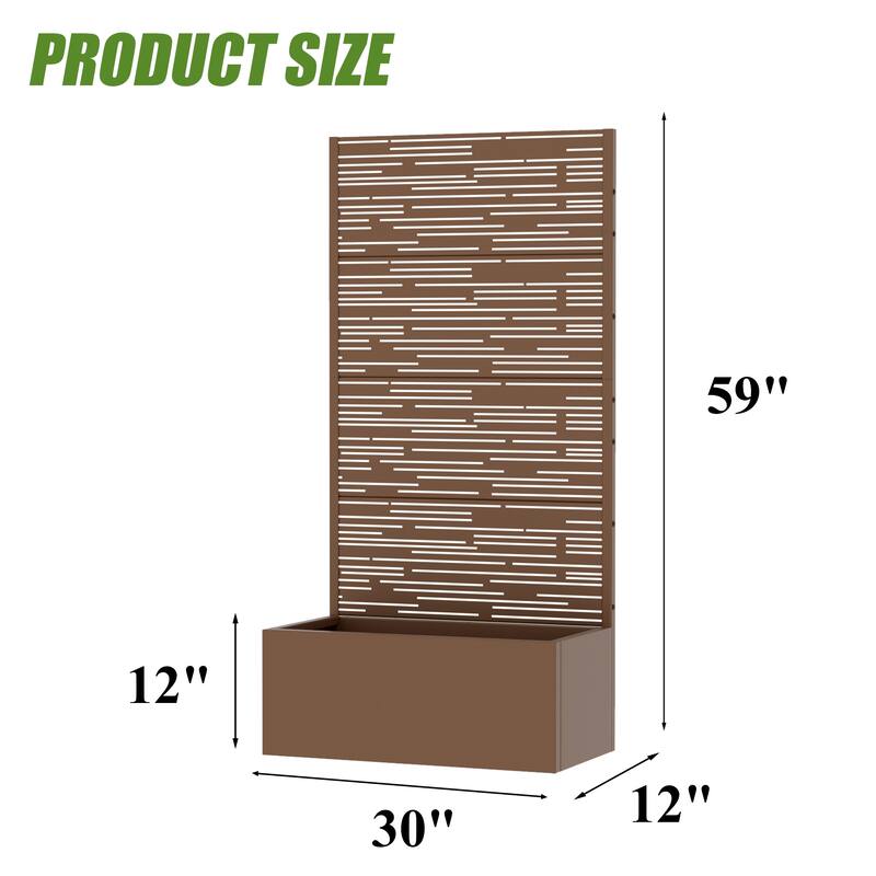 Metal Galvanized Planter Box with Trellis Privacy Screen Lockable Wheels