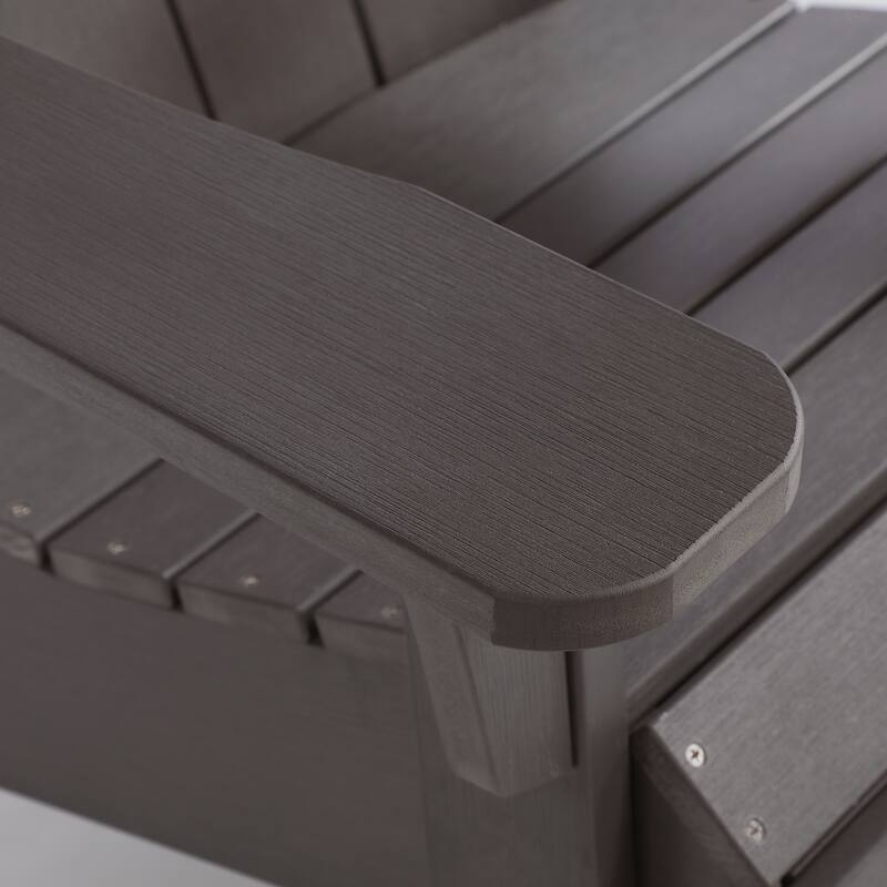 Hurley Folding Poly Plastic Adirondack Chair with Pull-out Ottoman