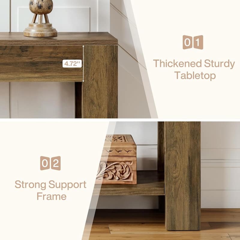 41.3'' Farmhouse Console Table, 2-Tier Sofa Entryway Wooden Behind Couch Table with Storage