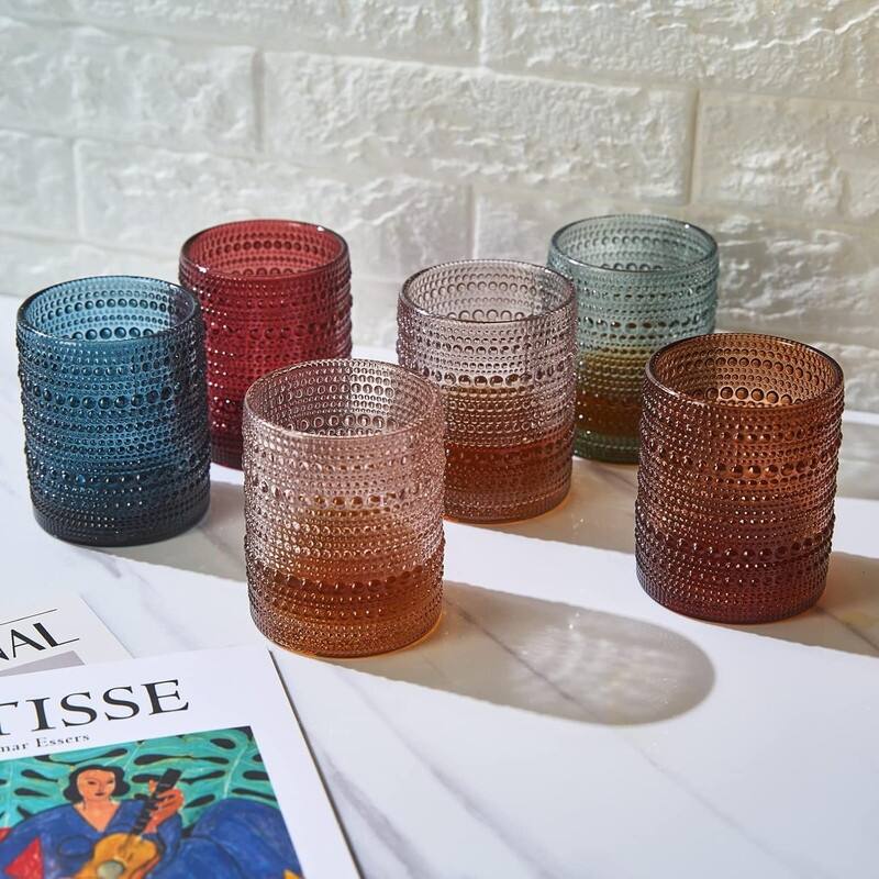 Beaded Hobnail Tumbler Drinking Glasses Set - 11 ounces