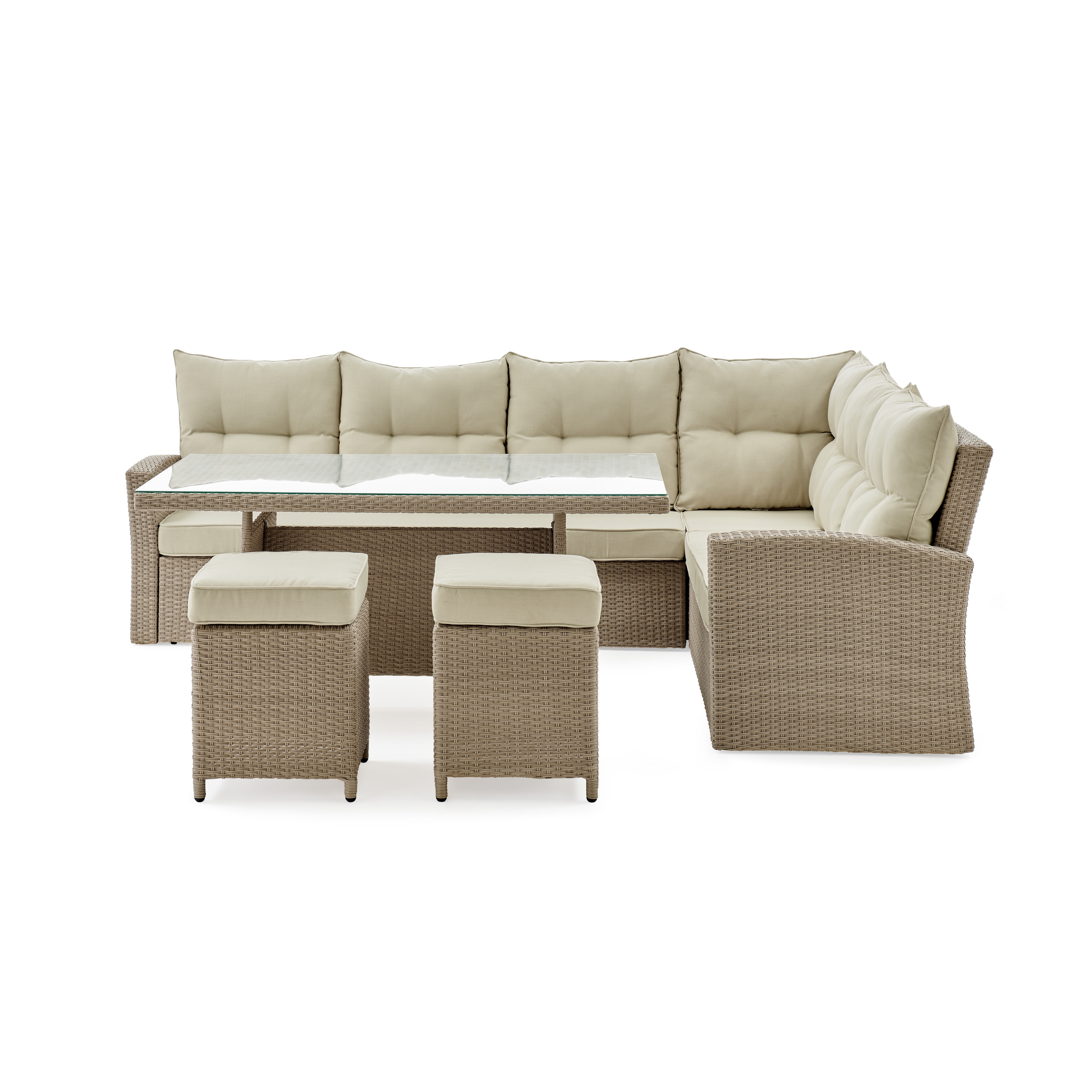 Lawayon 5 piece Outdoor Wicker Dining Sectional Set by Havenside
