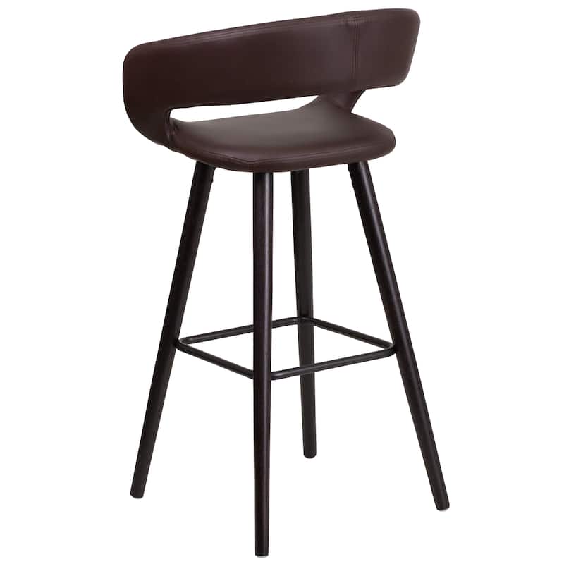 29'' High Contemporary Vinyl Rounded Back Barstool with Wood Frame - 22"W x 19"D x 39"H