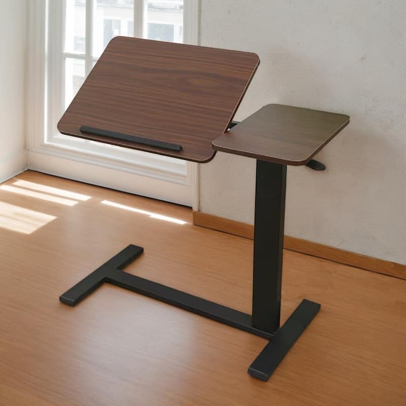 Mobile Rolling Overbed Table with Adjustable Tilting Laptop Tray