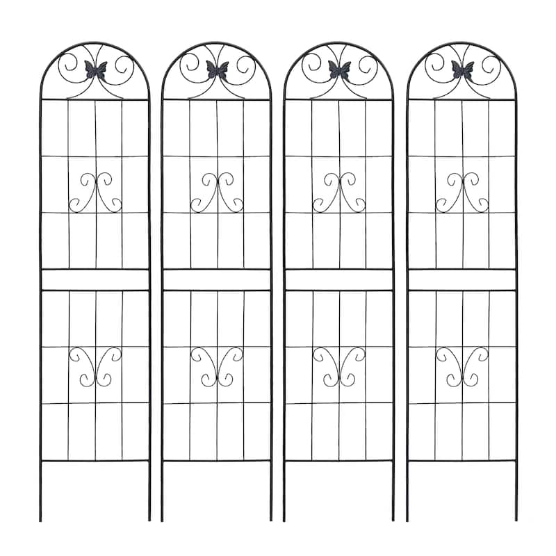 2 Pack Metal Garden Trellis Rustproof Trellis for Climbing Plants Outdoor Flower Support Black