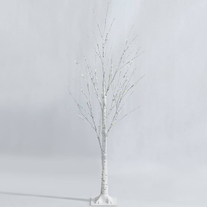 4FT Lighted Birch Tree Artificial White Christmas Tree w LED Lights - 4 Foot