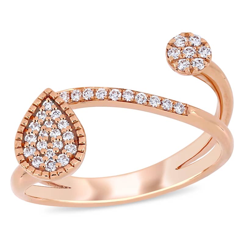 Miadora 1/5ct TW Diamond Abstract Ring in 14k Rose Gold