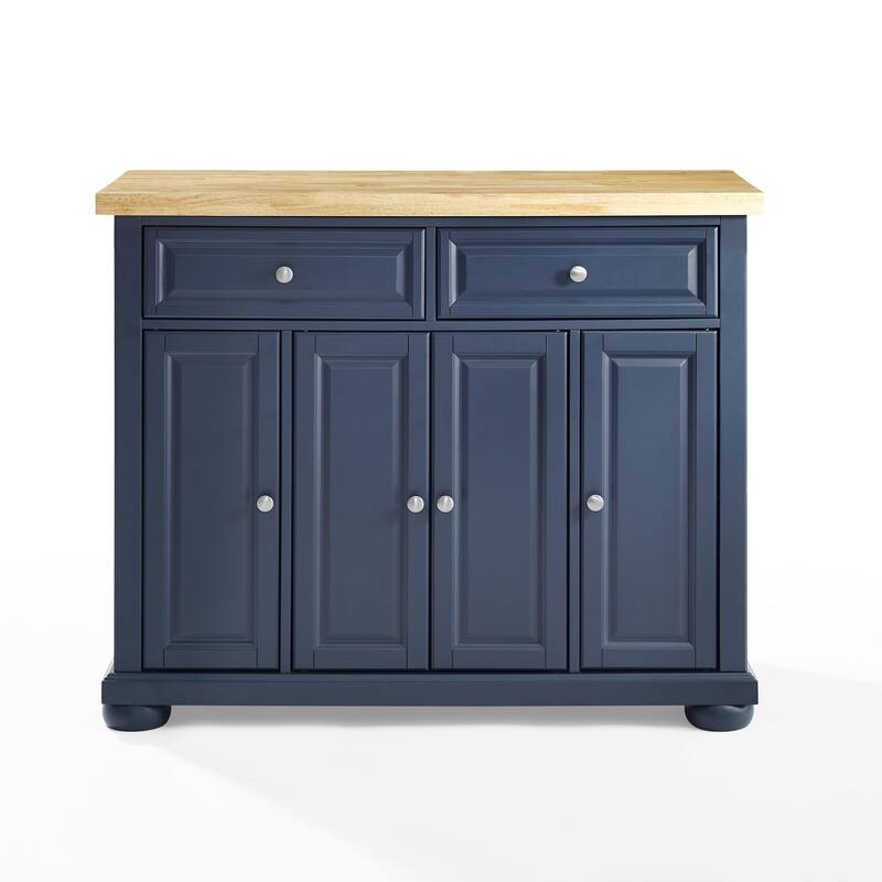 Kitchen Island Cart with Storage - 75 Inch Kitchen Island with Drawers & Cabinets - Mobile Kitchen Island Navy Blue