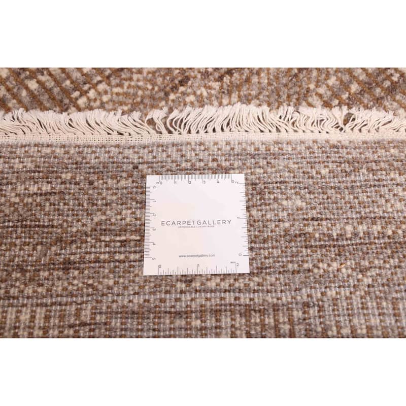 ECARPETGALLERY Hand-knotted Finest Silk Shadow Brown, Taupe Wool Rug - 7'10 x 10'0