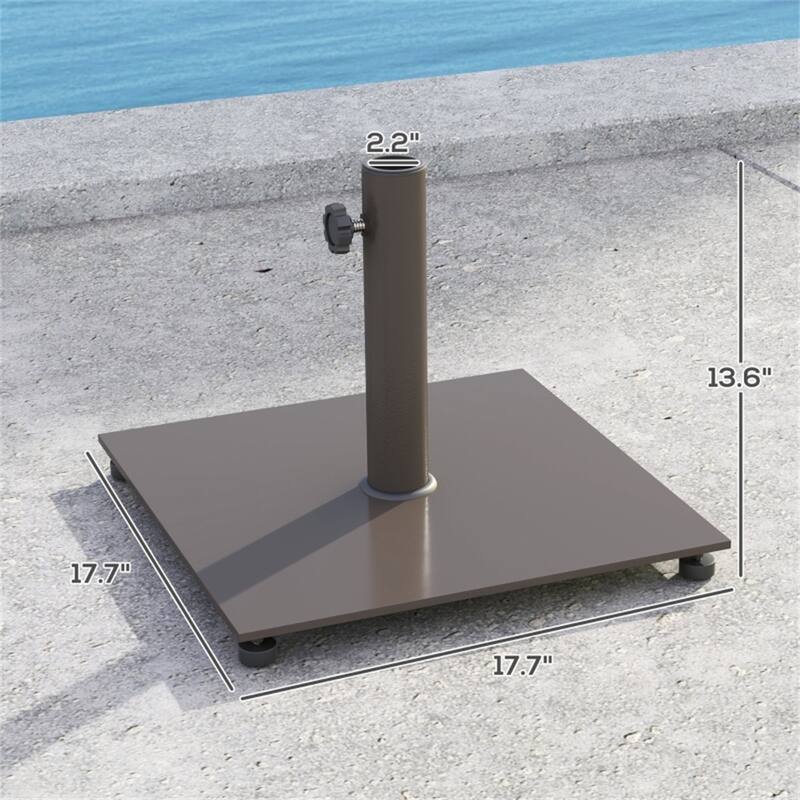 Metal Umbrella Base for Outdoor Patio Garden Deck Poolside Fits 1.5 and 1.9 Inch Poles Brown Weather-Resistant