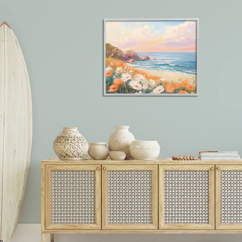 Stupell Poppies by Beach Bay Framed Giclee Art Design By Arlington Prints