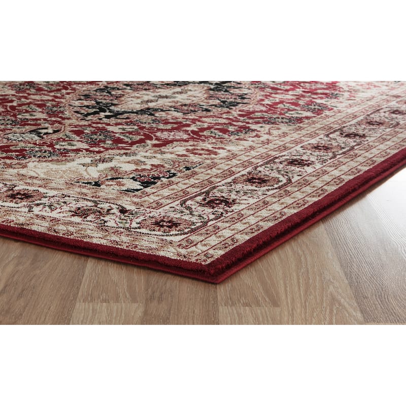 Hollywood Collection Red/Ivory Area Rug