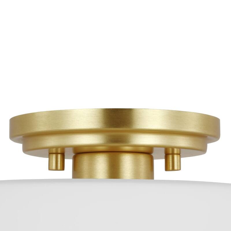 Adley Collection One-Light Satin Brass Etched Opal Glass New Traditional Flush Mount Light - 8.62 in x 8.62 in x 7.37 in