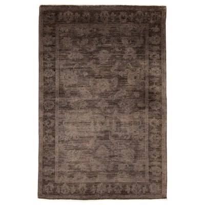 ECARPETGALLERY Hand-knotted Vibrance Black Wool Rug - 4'0 x 5'10