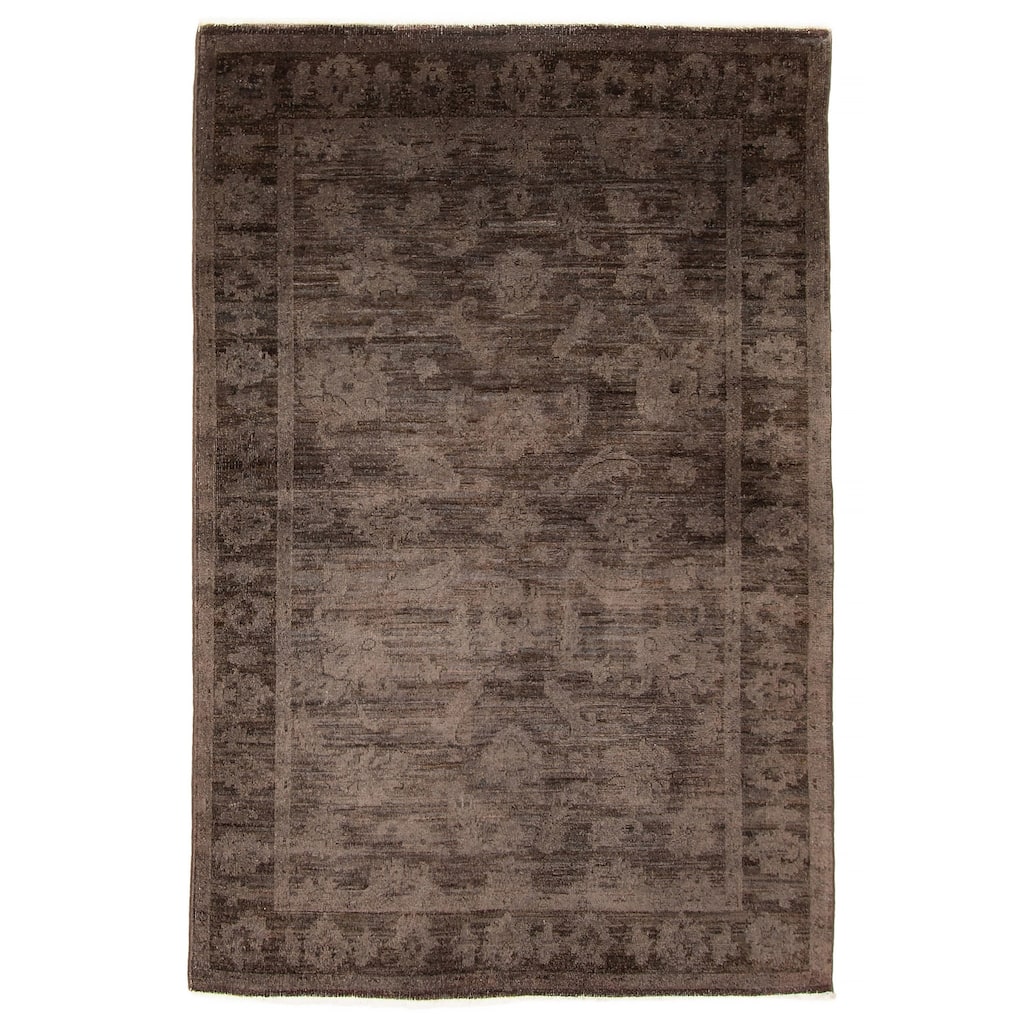 ECARPETGALLERY Hand-knotted Vibrance Black Wool Rug - 4'0 x 5'10