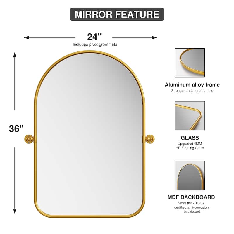 Iron Frame Arched Wall Mirror Vanity Mirror - 36*24