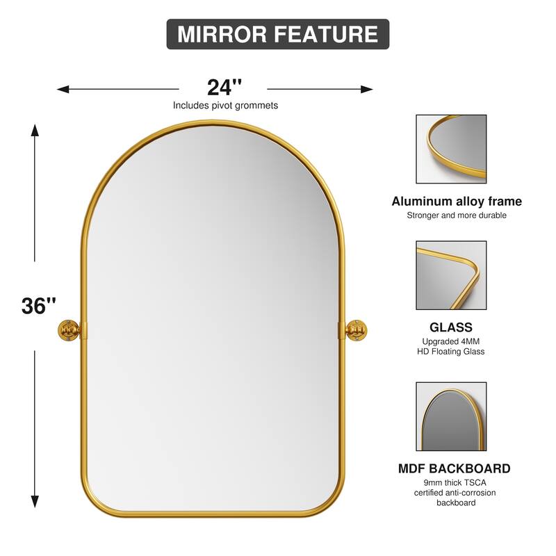 Iron Frame Arched Wall Mirror - 36*24