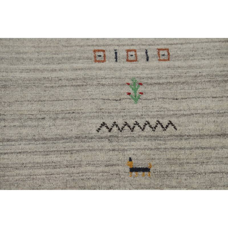 Tribal Gabbeh Indian Area Rug Bedroom Grey Handmade Wool Carpet - 5'0" x 7'9"