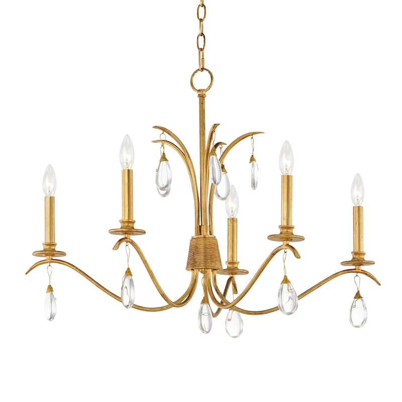 Maxim 12745 Eden 5 Light 32" Wide Crystal Candle Style Chandelier - Charcoal Gold Leaf