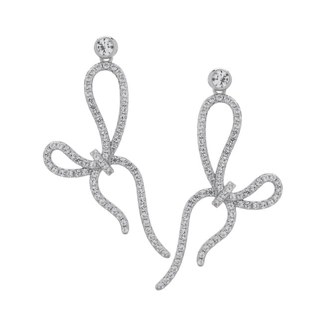 Victoria Townsend Sterling Silver Lab White Sapphire Bow Drop Earrings