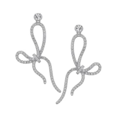 Victoria Townsend Sterling Silver Lab White Sapphire Bow Drop Earrings
