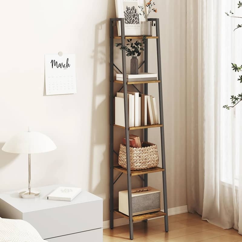 Ladder Shelf - 13.4"D x 11.8"W x 63"H - Rustic Brown