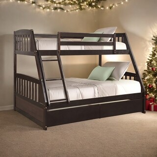 Solid Wood Twin Over Full Bunk Bed with Two Storage Drawers - Bed Bath ...