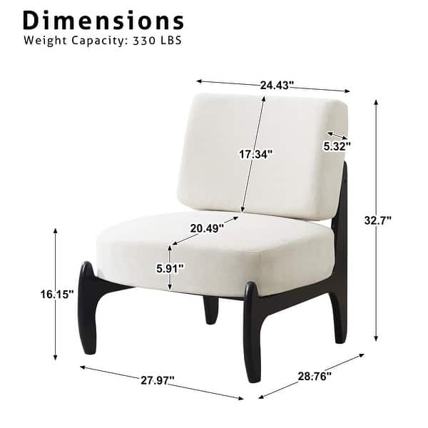 dimension image slide 0 of 6, Modern Teddy Slipper Chair Armless Lounge Sofa