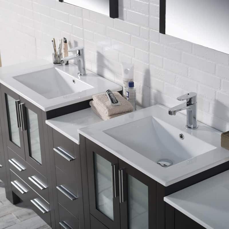 Blossom Sydney 84" Double Sink Vanity w/ 3 side Cabinet & side Mirror