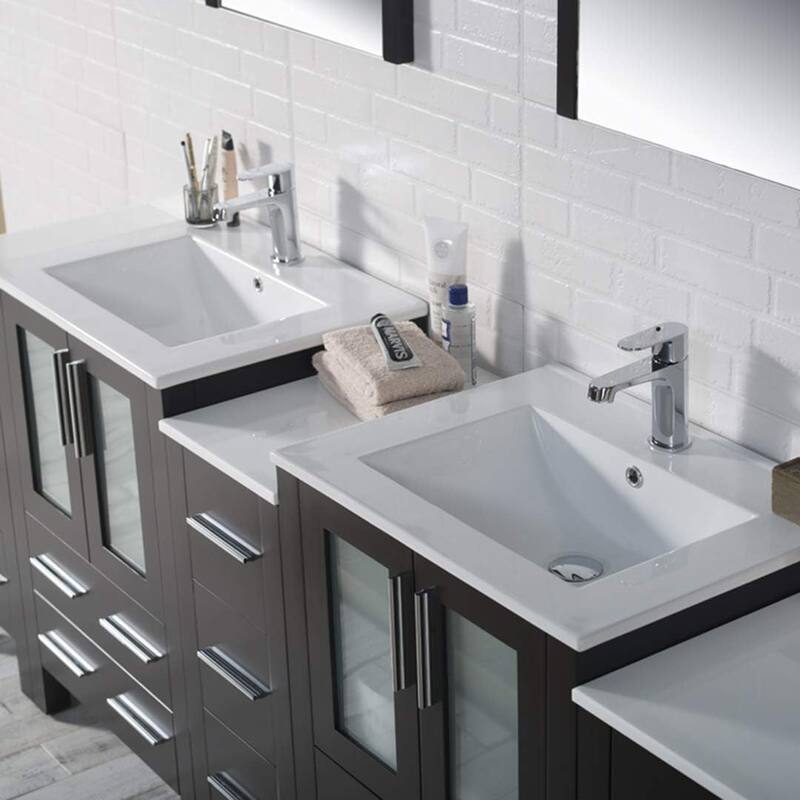 Blossom Sydney 84 Inch Solid Wood Double Sink Vanity with Side Cabinet