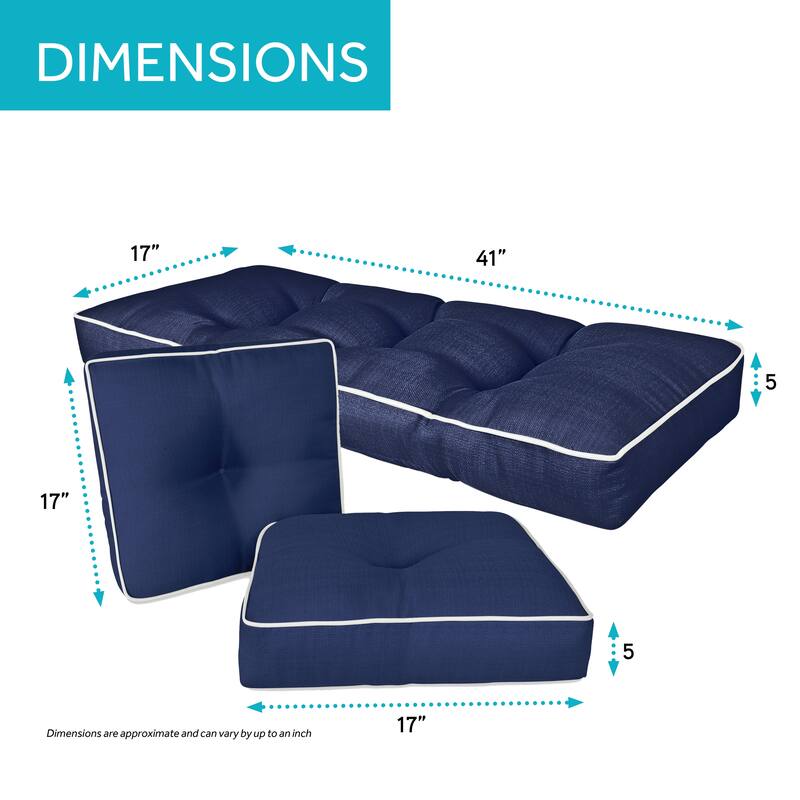Outdoor/ Indoor 3-Piece Wicker Seat and Settee Cushion Set for Patio Furniture