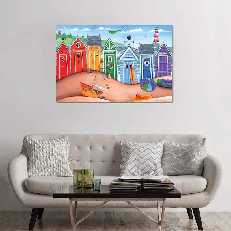 iCanvas "Beach Hut Rainbow Scene" by Peter Adderley Canvas Print - 32x48x1.5