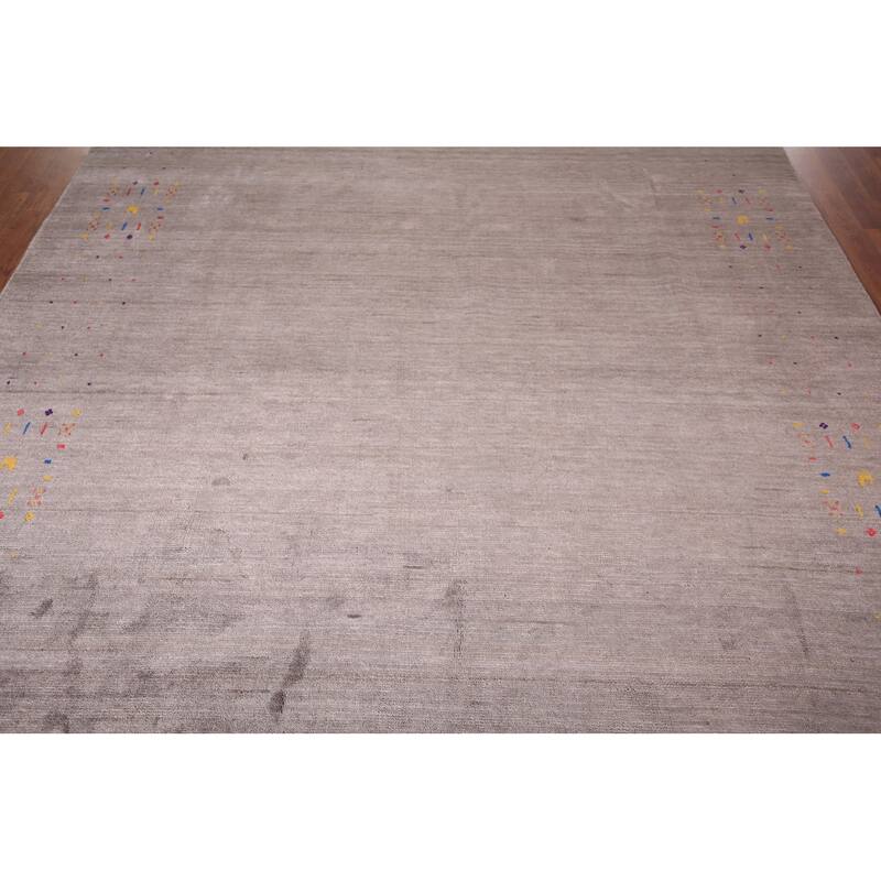 Gabbeh Oriental Area Rug Hand-Knotted Tribal Brown Wool Carpet - 7'8"x 9'9"