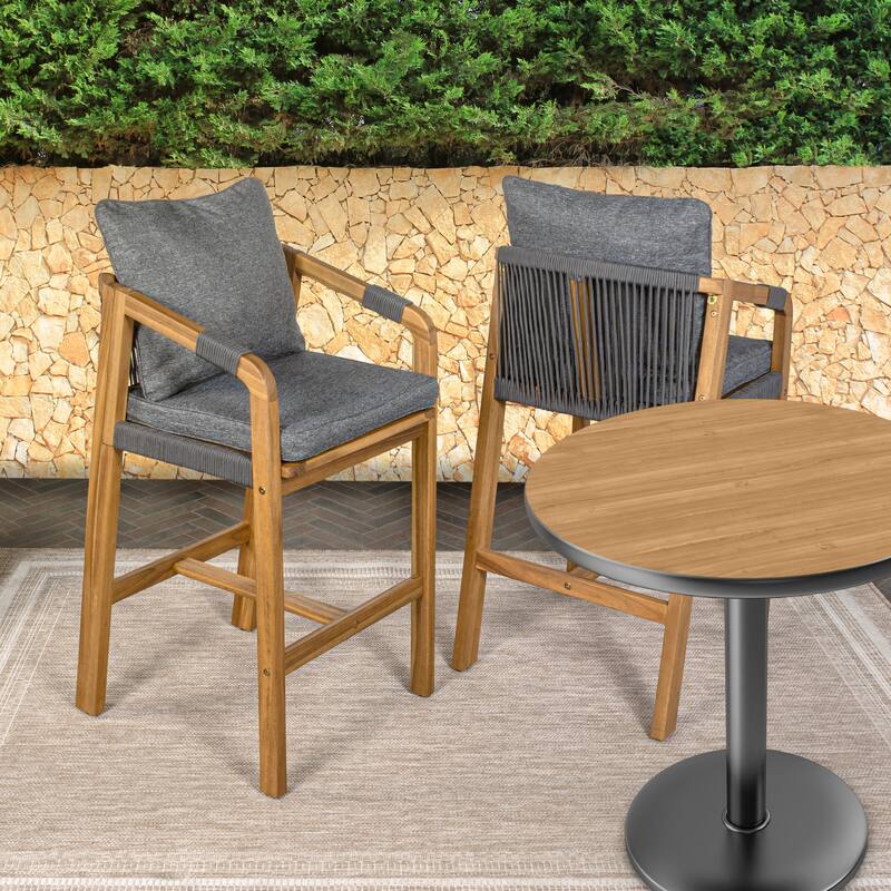 Outdoor Bar Stool with Cushions & Armrests, (Set of 2) by JONATHAN Y
