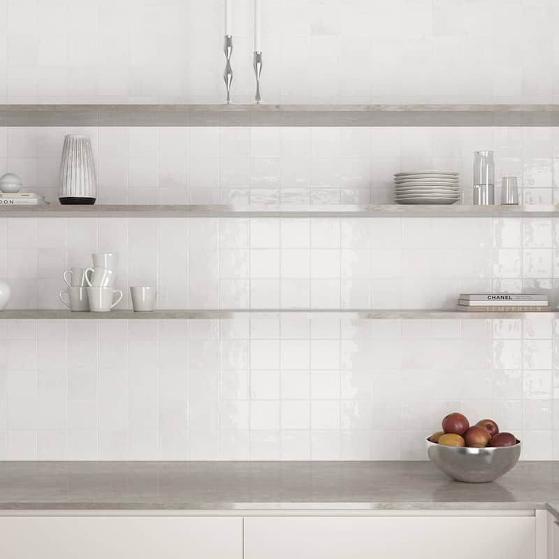 Vela 4x4 Glossy Porcelain Tile - Wall, Backsplash - Case of 60 (6.46 Sq. ft.) - Clean