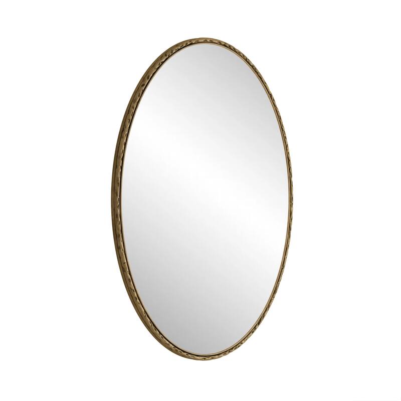 Iron Art Oval Retro Mirror - Antique Effect, Gold, Wall Hanging - Gold