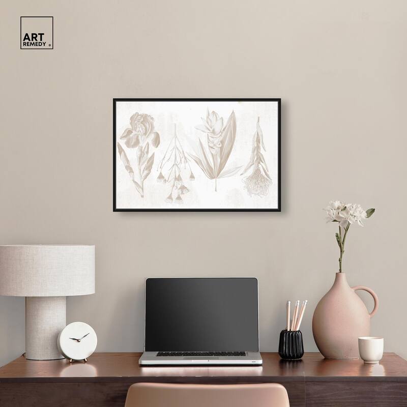White Pressed Flora Canvas by Art Remedy