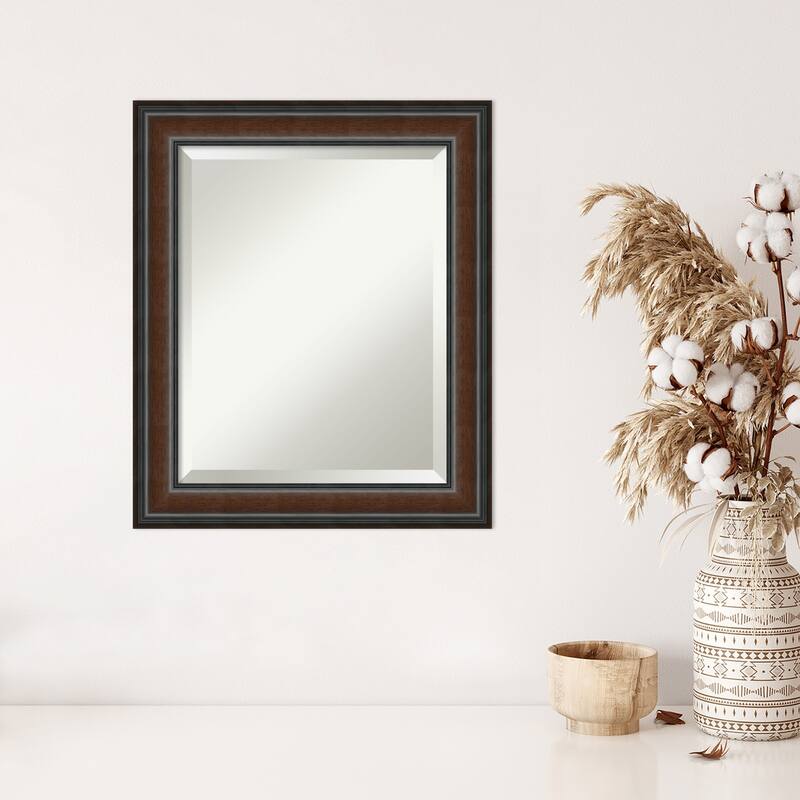 Beveled Wood Wall Mirror - Cyprus Walnut Frame