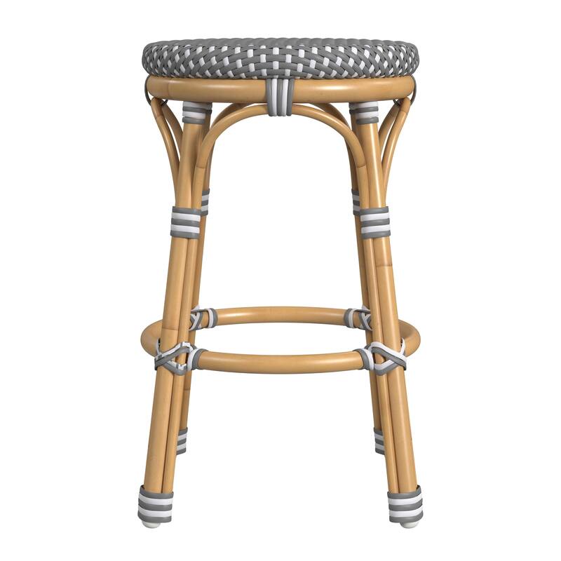 Tobias Outdoor Rattan and Metal Counter Stool