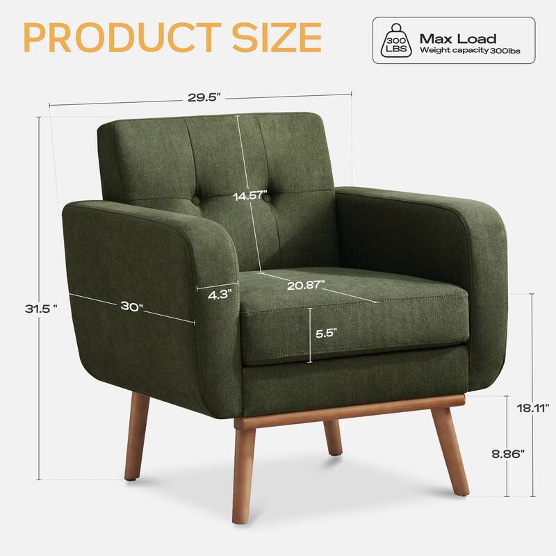 Tufted-Fabric-Upholstered-Accent Chair