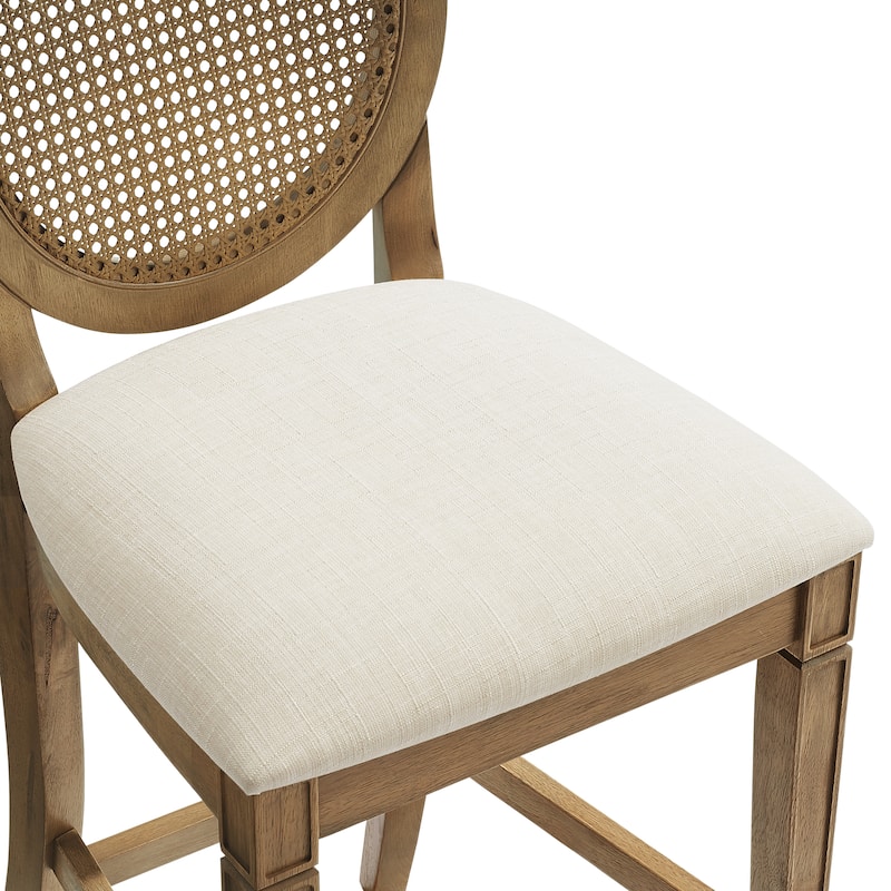 Katia 2-Piece Upholstered Cane-Back Counter Stool Set