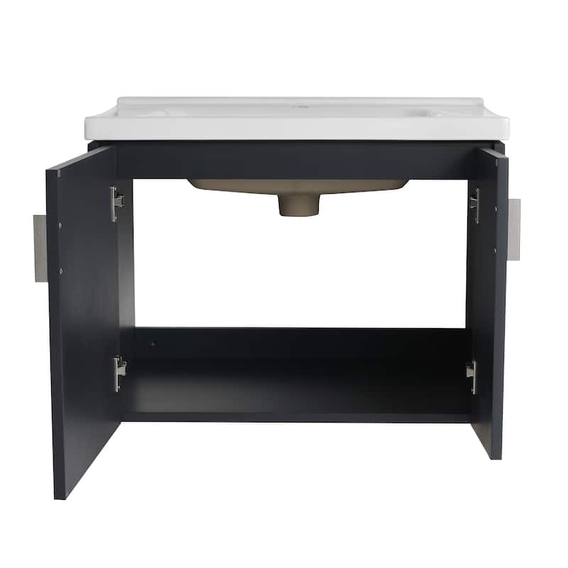 Bathroom Vanity With Sink In 24/28 Inch, Floating Bathroom Vanity With Soft Close Door