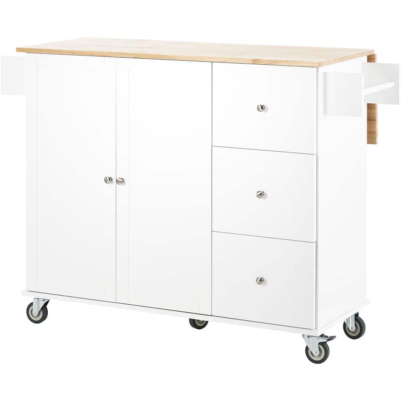 52.7 Inch Width Rolling Mobile Kitchen Island with Locking Wheels