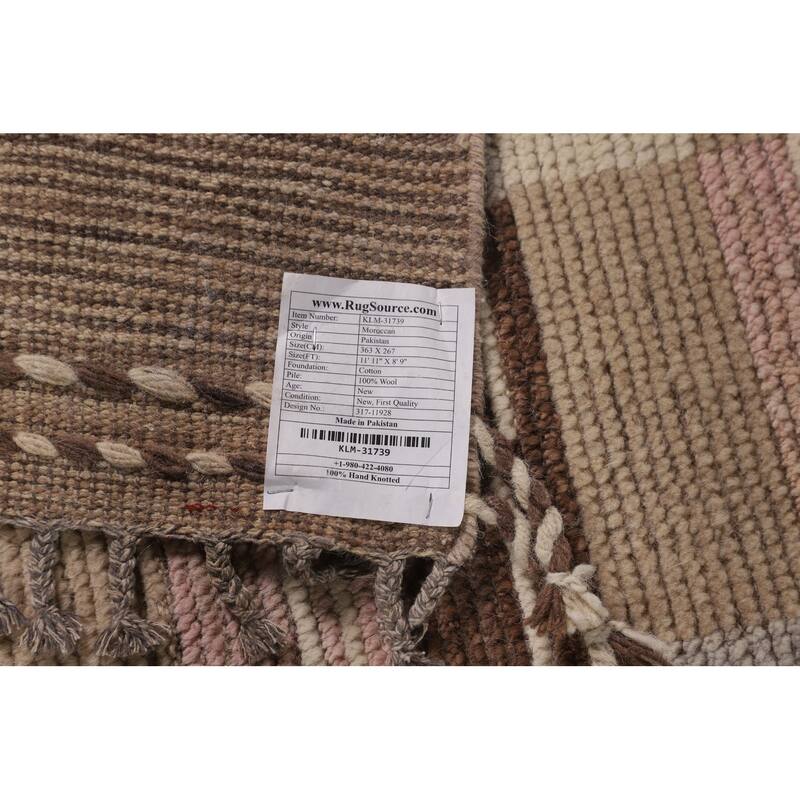 All-Over Checkered Moroccan Area Rug Handmade Wool Carpet - 8'9"x 11'11"