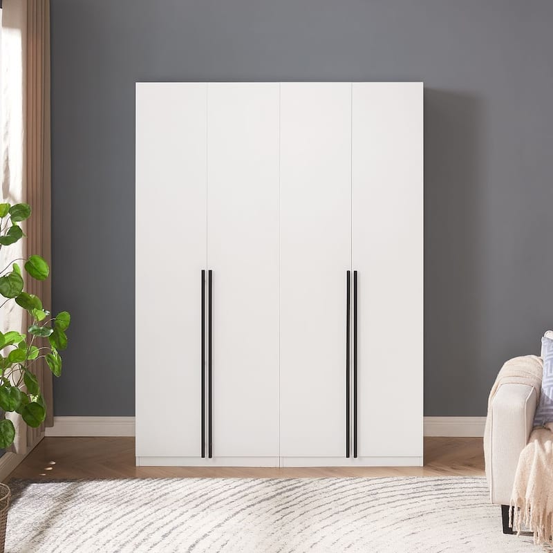 Manhattan Comfort Lee Modern Freestanding 2-Piece Module Wardrobe Closet Armoire - White