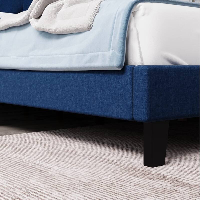 Modern Upholstered Platform Bed with Button Tufted Headboard